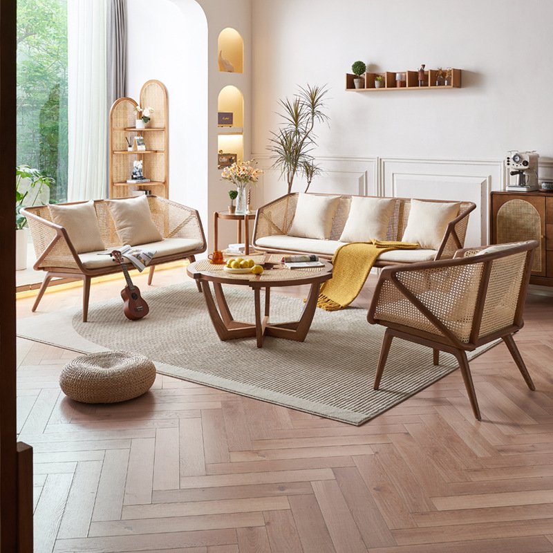 wabi sabi style solid wood rattan sofa set wabi sabi style solid wood rattan sofa set