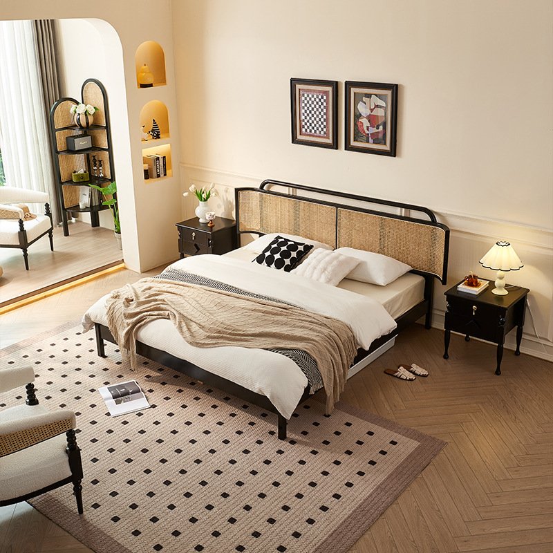 nordic rattan woven solid wood bed nordic rattan woven solid wood bed