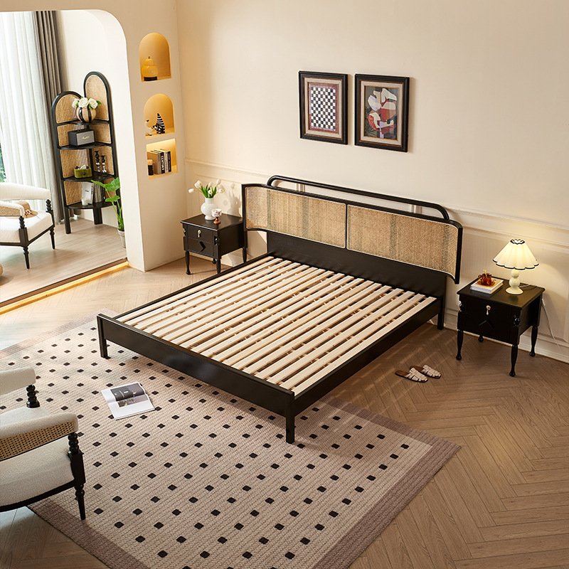 nordic rattan woven solid wood bed nordic rattan woven solid wood bed