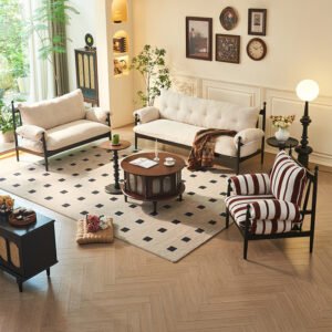 french cream style chiwu three seater sofa