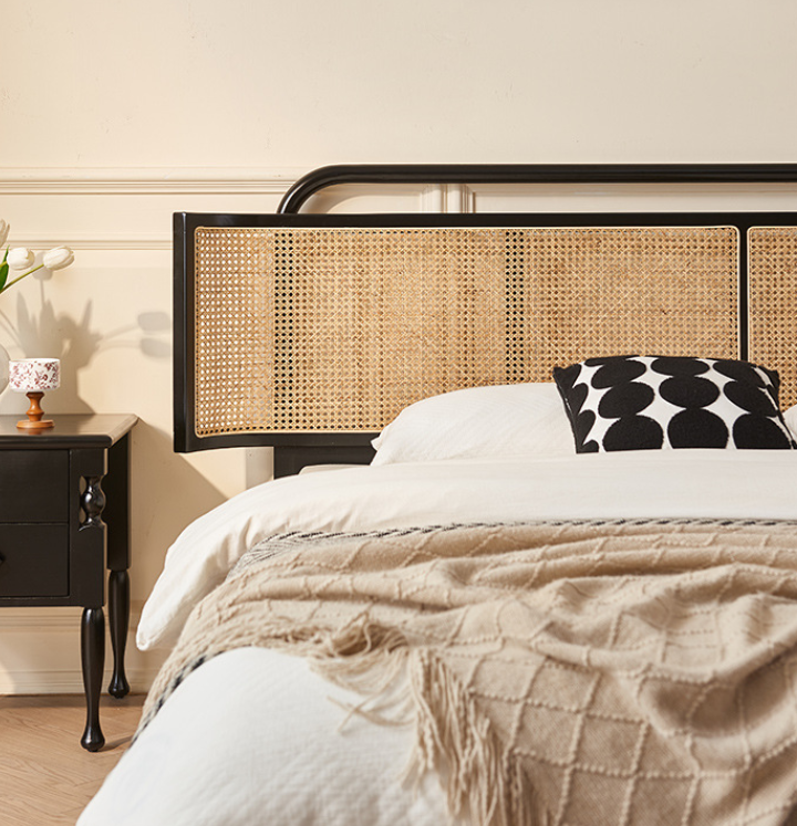 nordic rattan woven solid wood bed nordic rattan woven solid wood bed