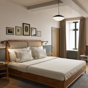 minimalist modern solid wood double bed