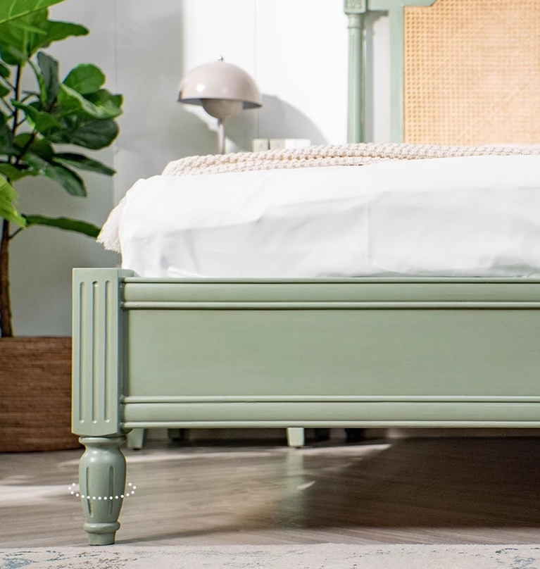 nordic cream style solid wood rattan bed nordic cream style solid wood rattan bed