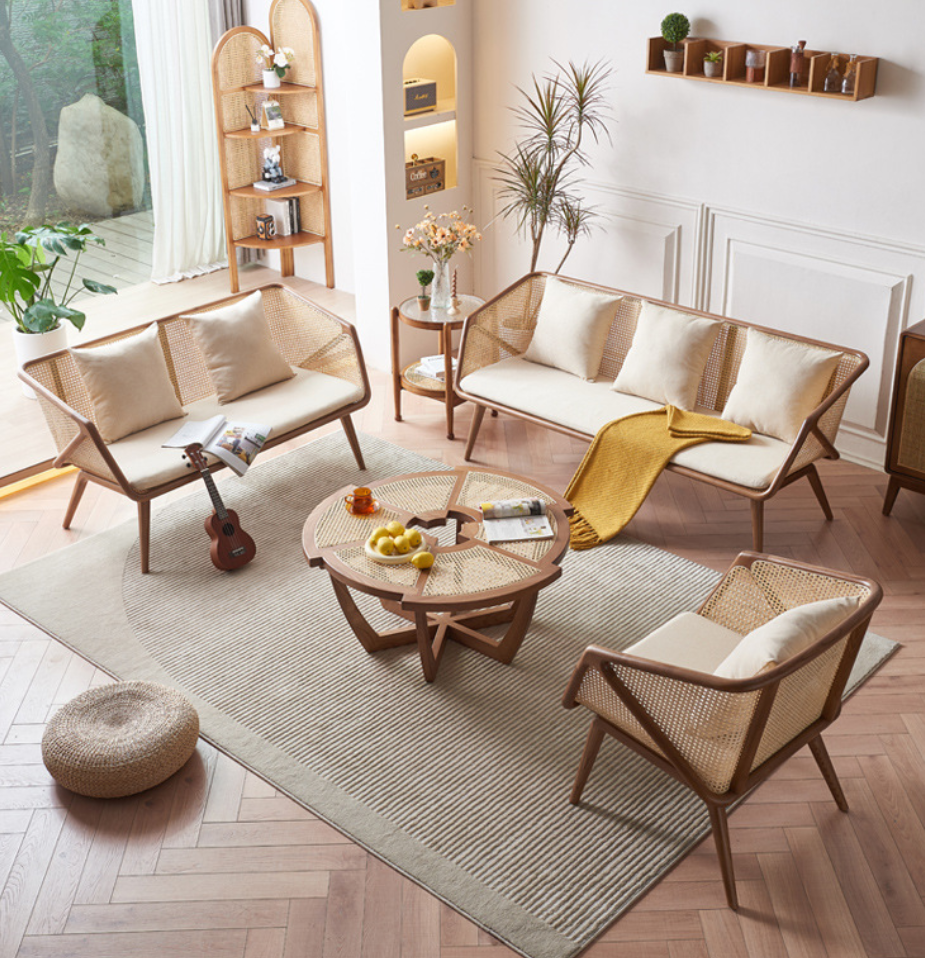 wabi sabi style solid wood rattan sofa set wabi sabi style solid wood rattan sofa set