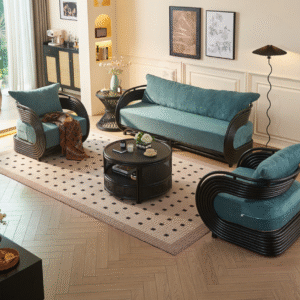 nordic three seater plant rattan sofa