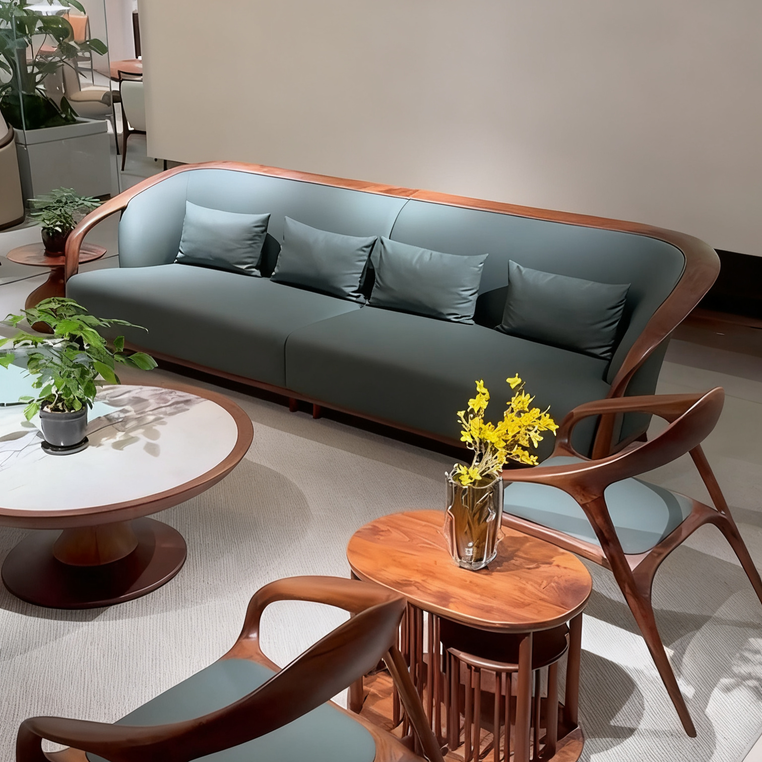 new chinese style black walnut sofa set new chinese style black walnut sofa set