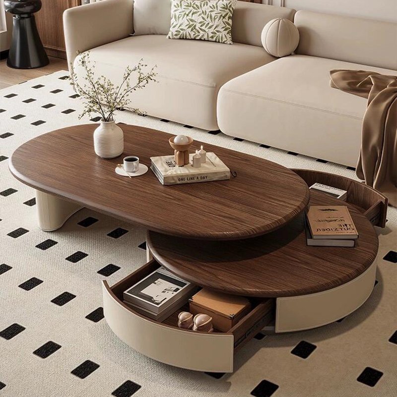 new chinese style black walnut extendable oval coffee table new chinese style black walnut extendable oval coffee table