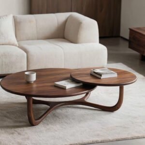 mid century vintage style north american black walnut solid wood coffee table set