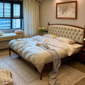 new chinese style 1.8m solid black walnut king bed