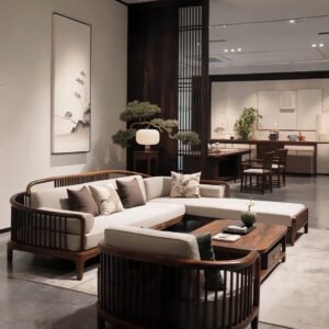 new chinese style solid black walnut sofa & coffee table set