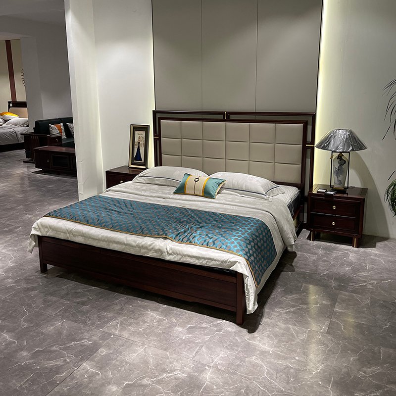 new chinese style 1.8m solid zebrawood king bed new chinese style 1.8m solid zebrawood king bed