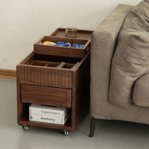new chinese style movable side table for north american black walnut sofa