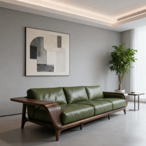 mid century modern solid wood sofa