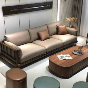 new chinese style black walnut solid wood straight row sofa