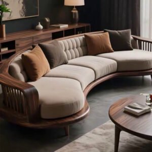 new chinese style black walnut curved sofa