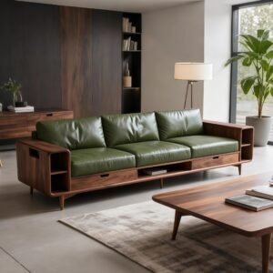 new chinese style black walnut straight row sofa