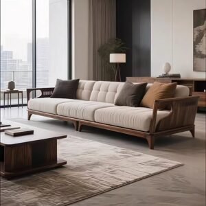 new chinese style walnut solid wood straight row sofa