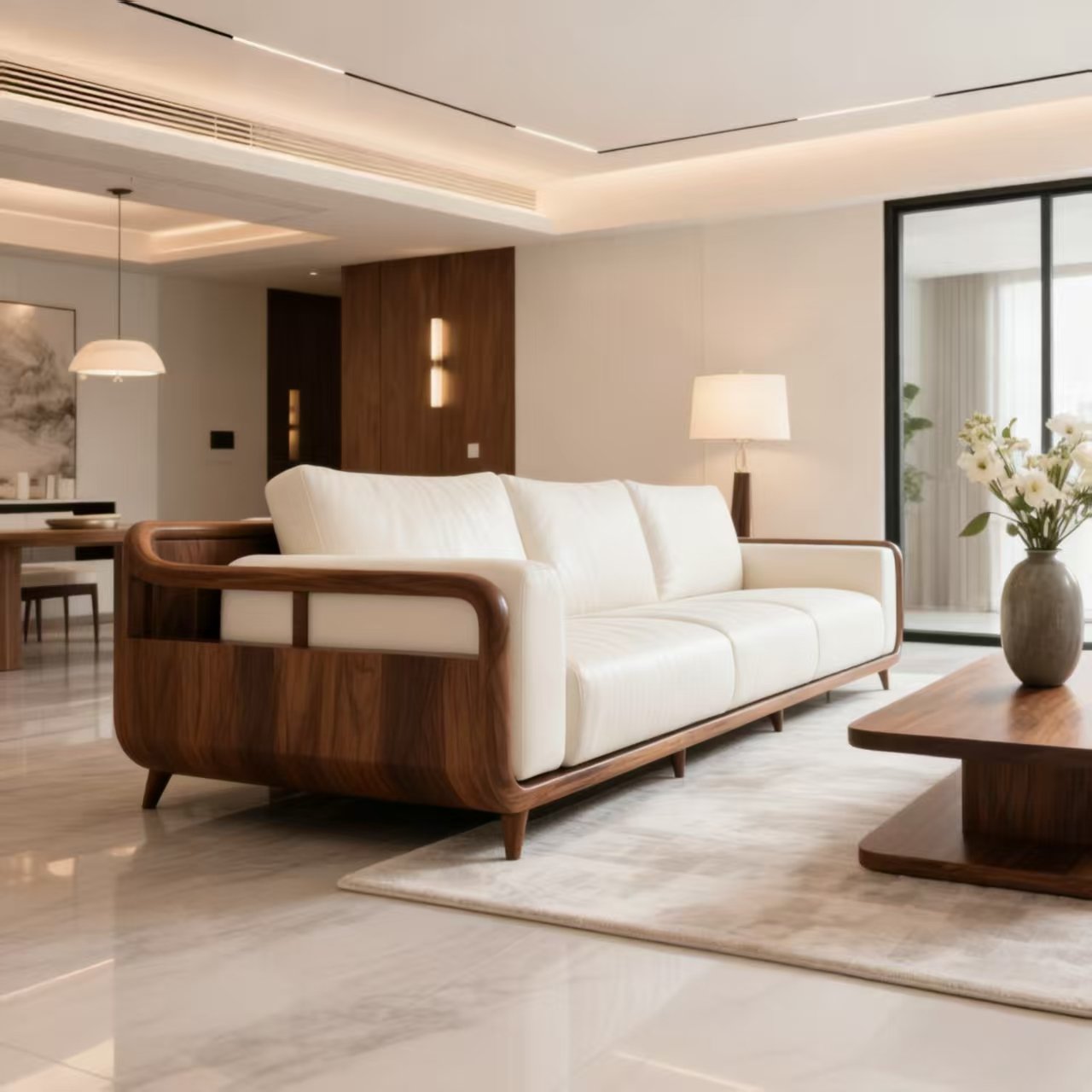 new chinese style black walnut straight row sofa new chinese style black walnut straight row sofa