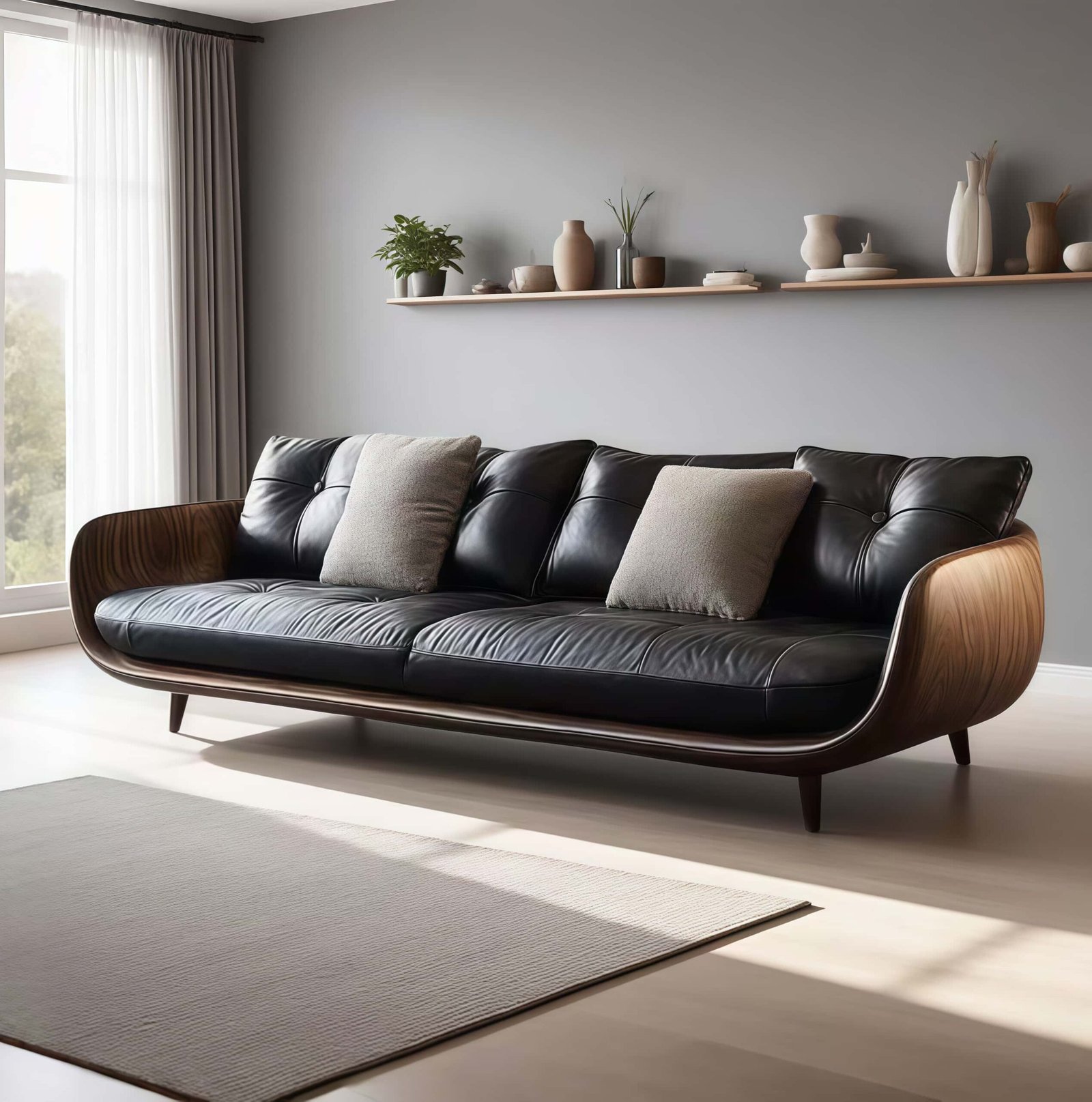 new chinese style black walnut straight row sofa new chinese style black walnut straight row sofa