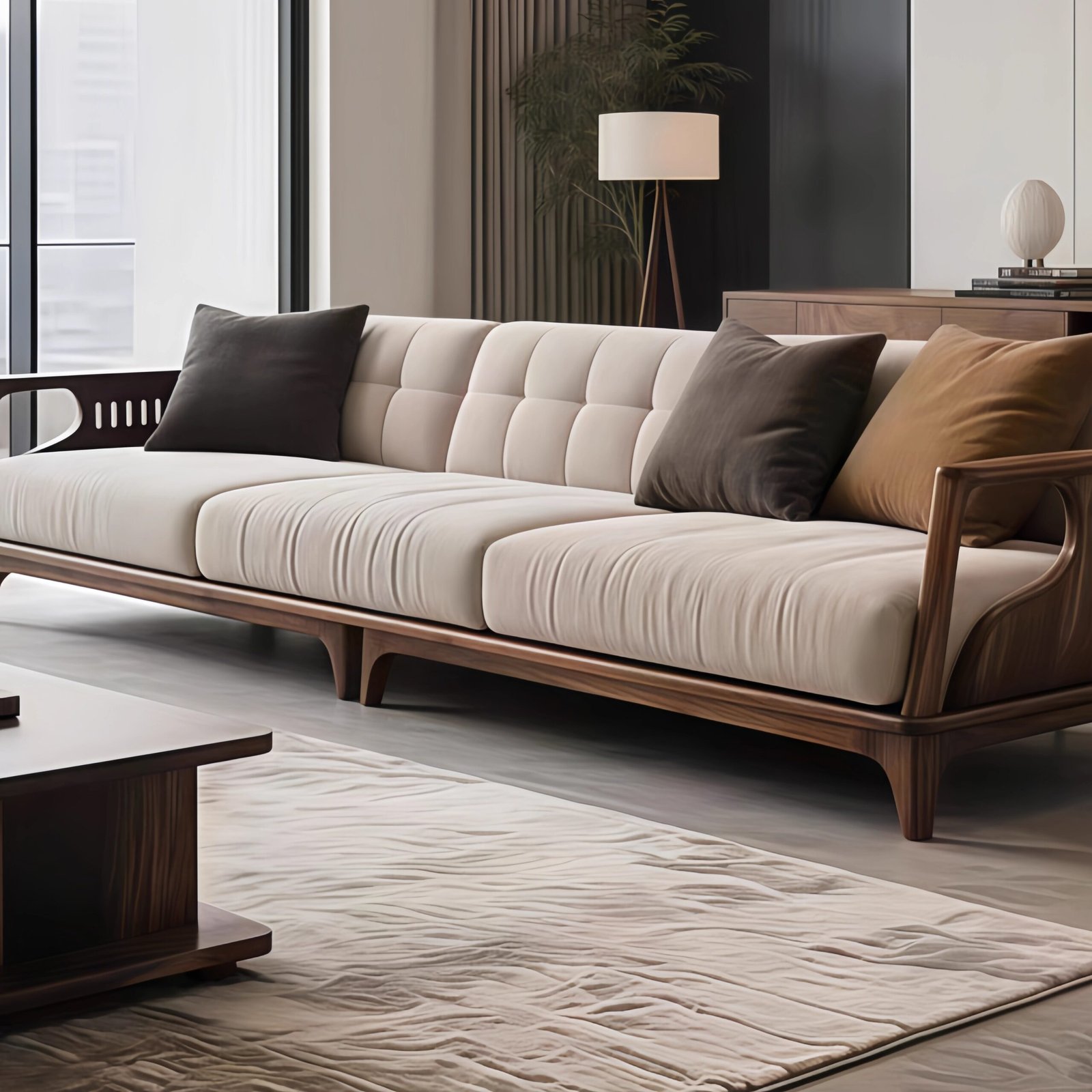 new chinese style walnut solid wood straight row sofa new chinese style walnut solid wood straight row sofa