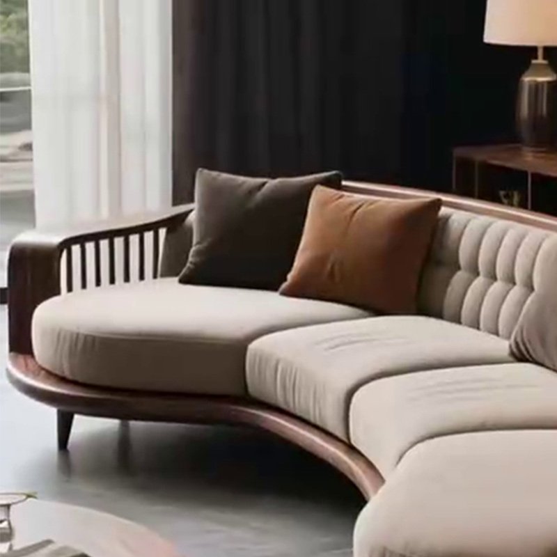 new chinese style black walnut curved sofa new chinese style black walnut curved sofa