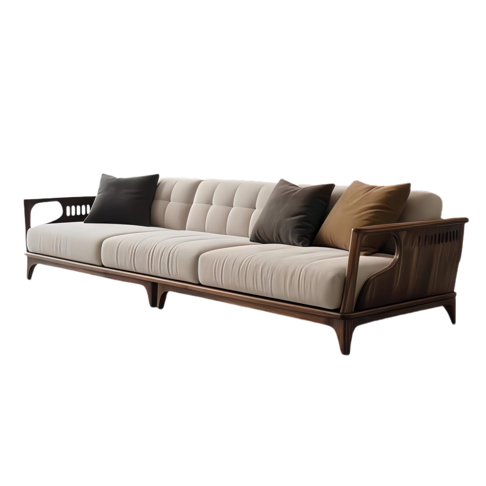 new chinese style walnut solid wood straight row sofa new chinese style walnut solid wood straight row sofa