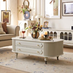 french retro cream style solid wood coffee table