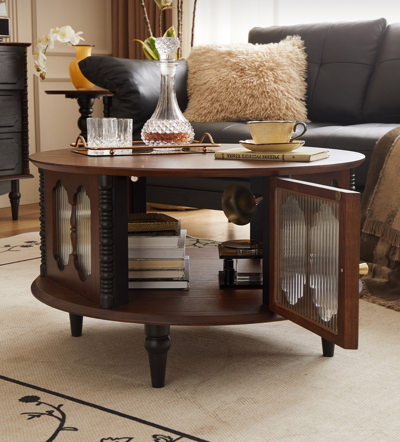 french retro solid wood round coffee table set french retro solid wood round coffee table set