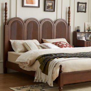french retro solid wood bed