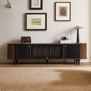 mid century solid wood tv stand