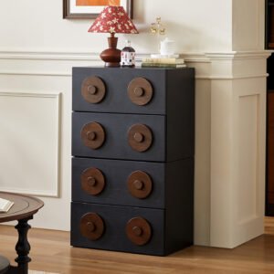 mid century modern floor standing solid wood chest of drawers & storage combination cabinet