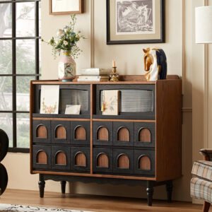 mid century modern solid wood sideboard