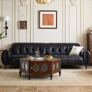 french retro genuine leather sofa