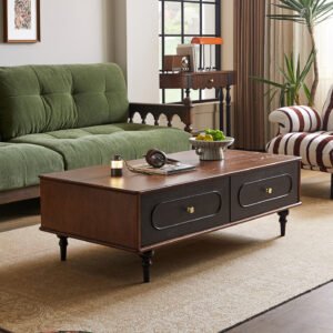 retro solid wood coffee table for living room