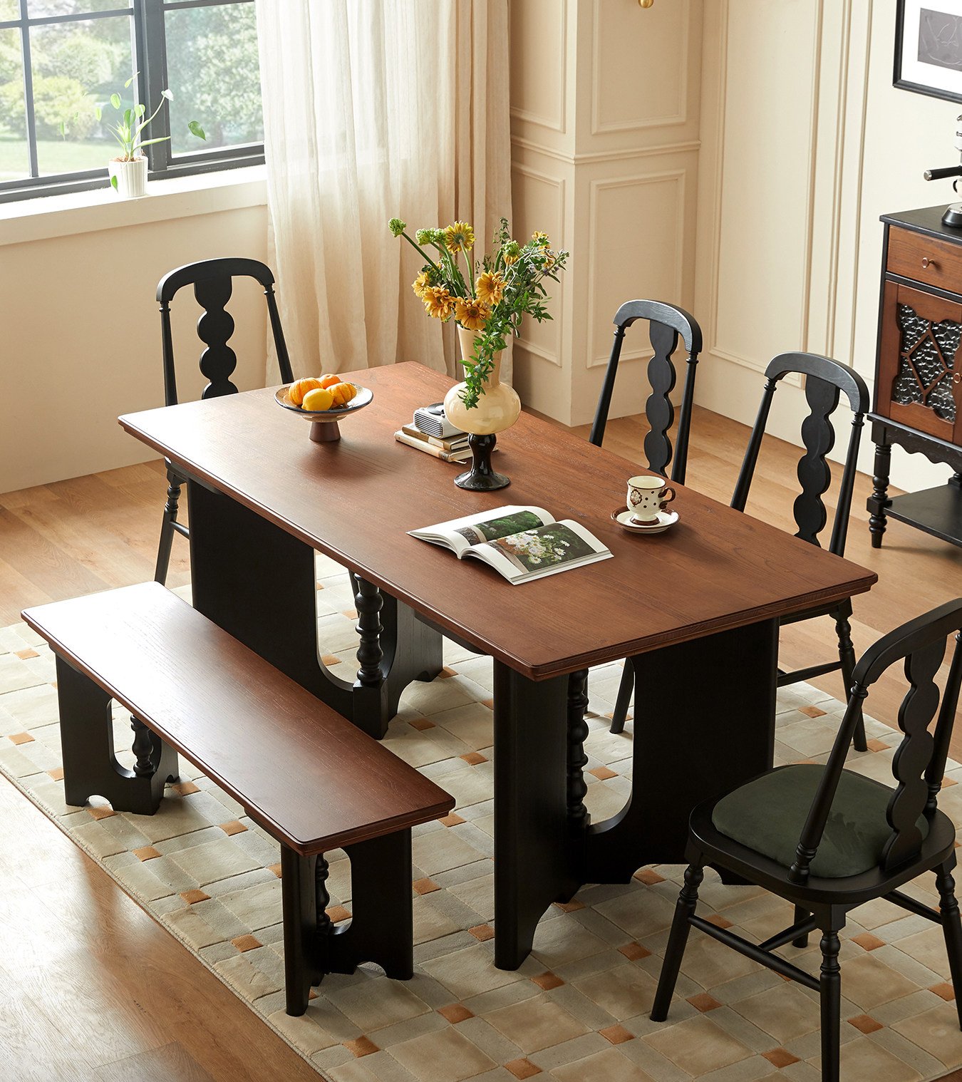 mid century style solid wood dining table and chair set mid century style solid wood dining table and chair set