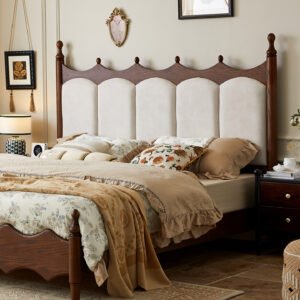 french retro solid wood crown bed