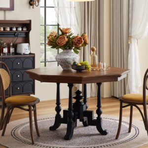 mid century style solid wood dining table