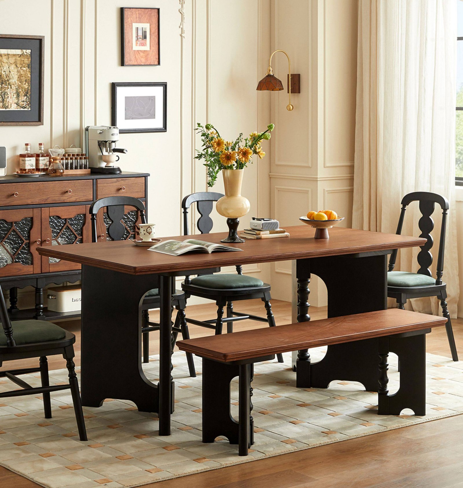 mid century style solid wood dining table and chair set mid century style solid wood dining table and chair set