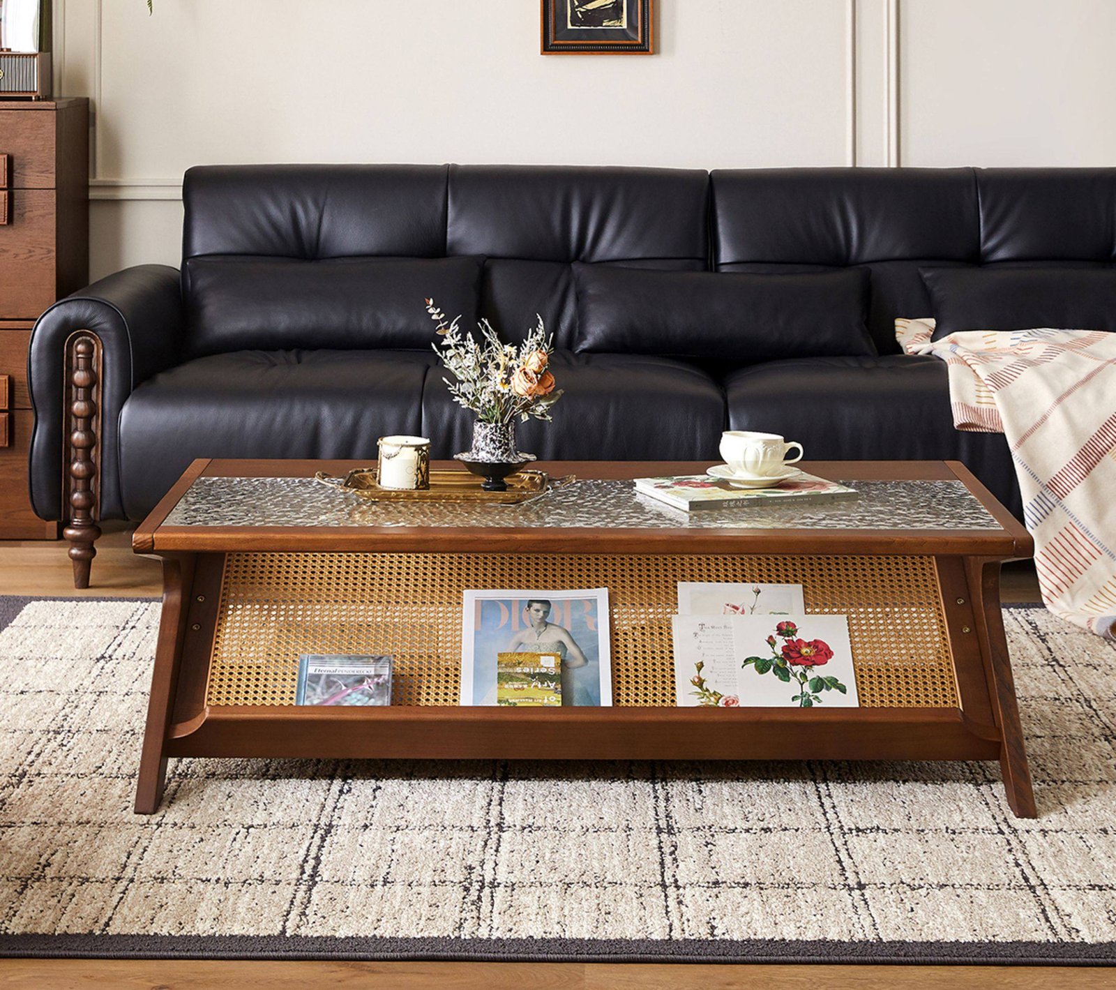 solid wood coffee table mid century style rattan tea table solid wood coffee table mid century style rattan tea table