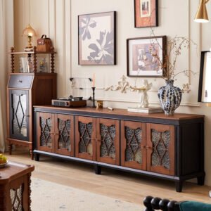 mid century solid wood tv stand & coffee table set