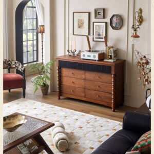 mid century modern solid wood 9 drawer chest