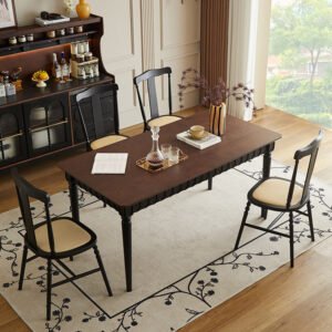 french mid century solid wood dining table and chair set