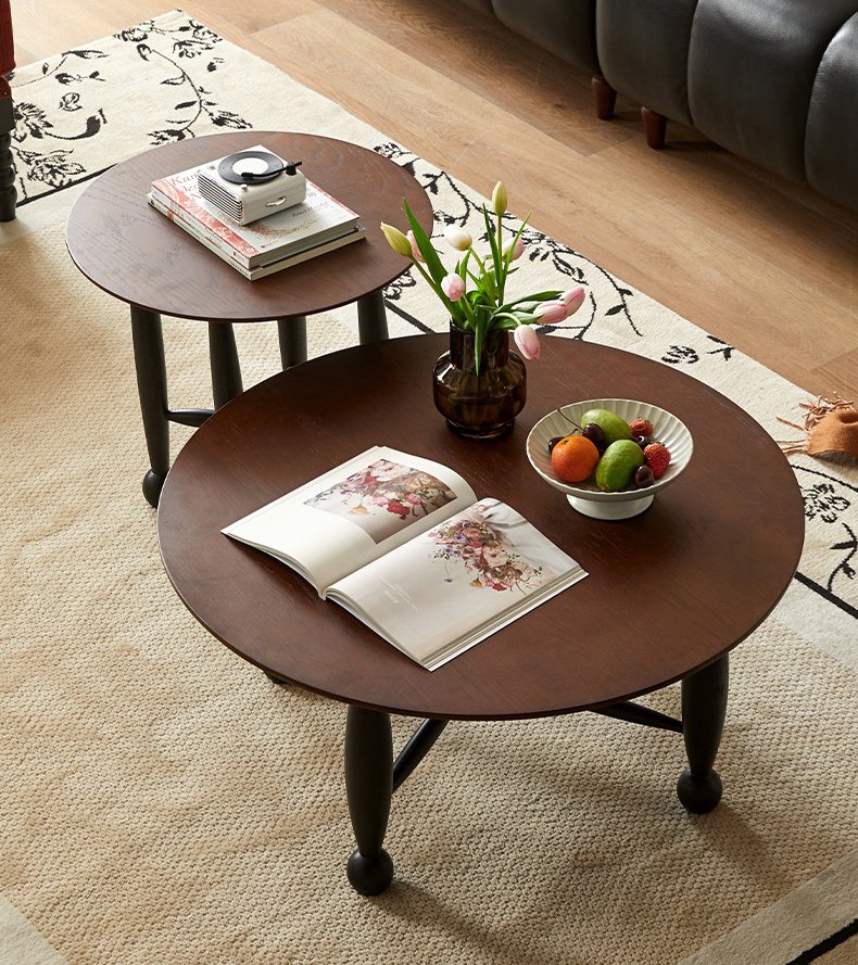 mid‑century style solid wood coffee table and tea table set mid‑century style solid wood coffee table and tea table set