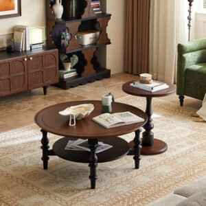 mid‑century style solid wood coffee table