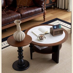 french retro solid wood coffee table set for living room and home use