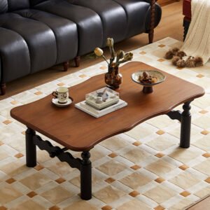 mid century style solid wood rectangular coffee table for living room