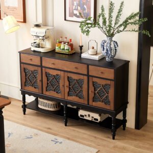 mid century style solid wood sideboard