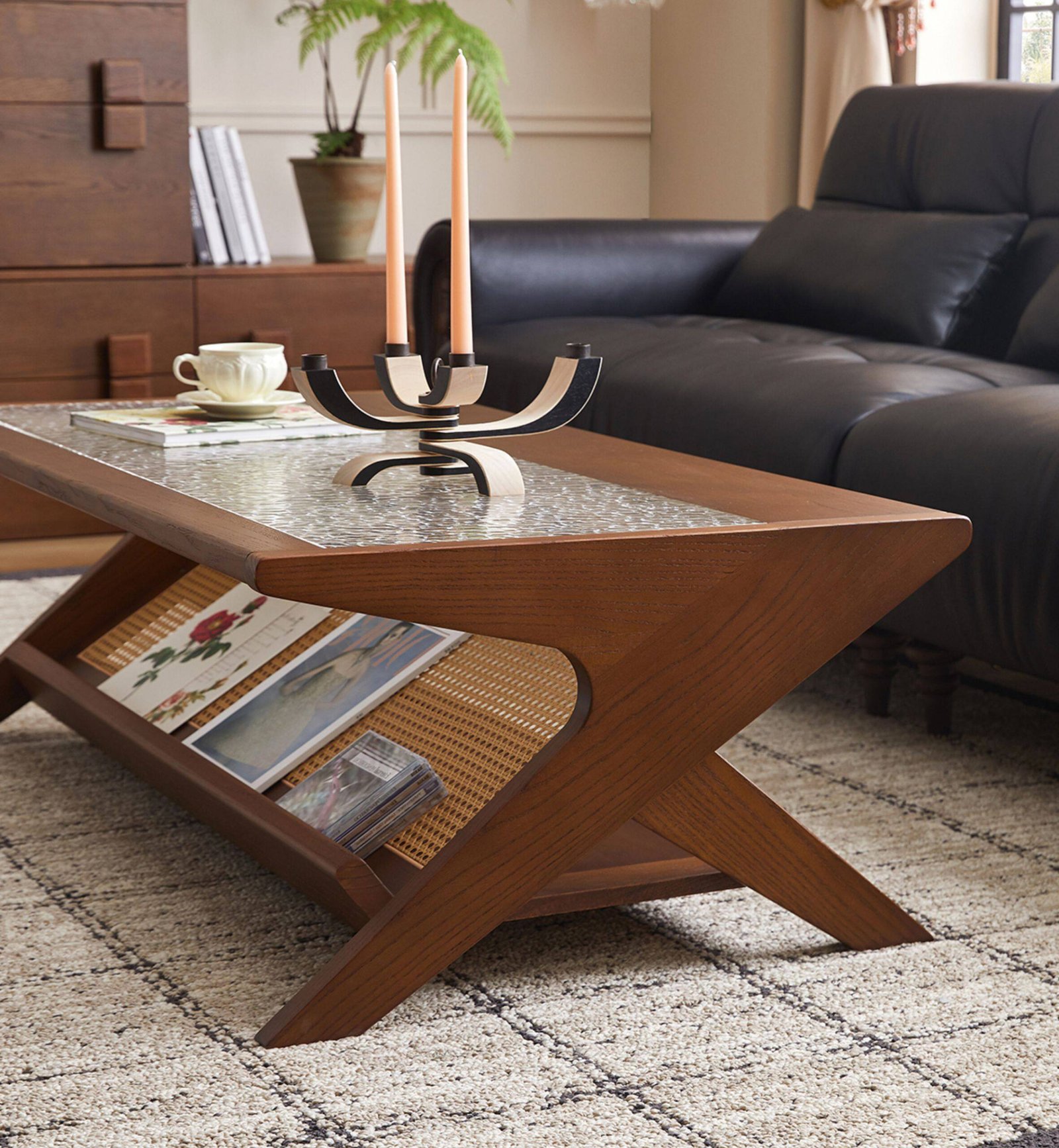 solid wood coffee table mid century style rattan tea table solid wood coffee table mid century style rattan tea table