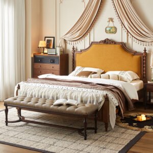 mid century vintage solid wood bed