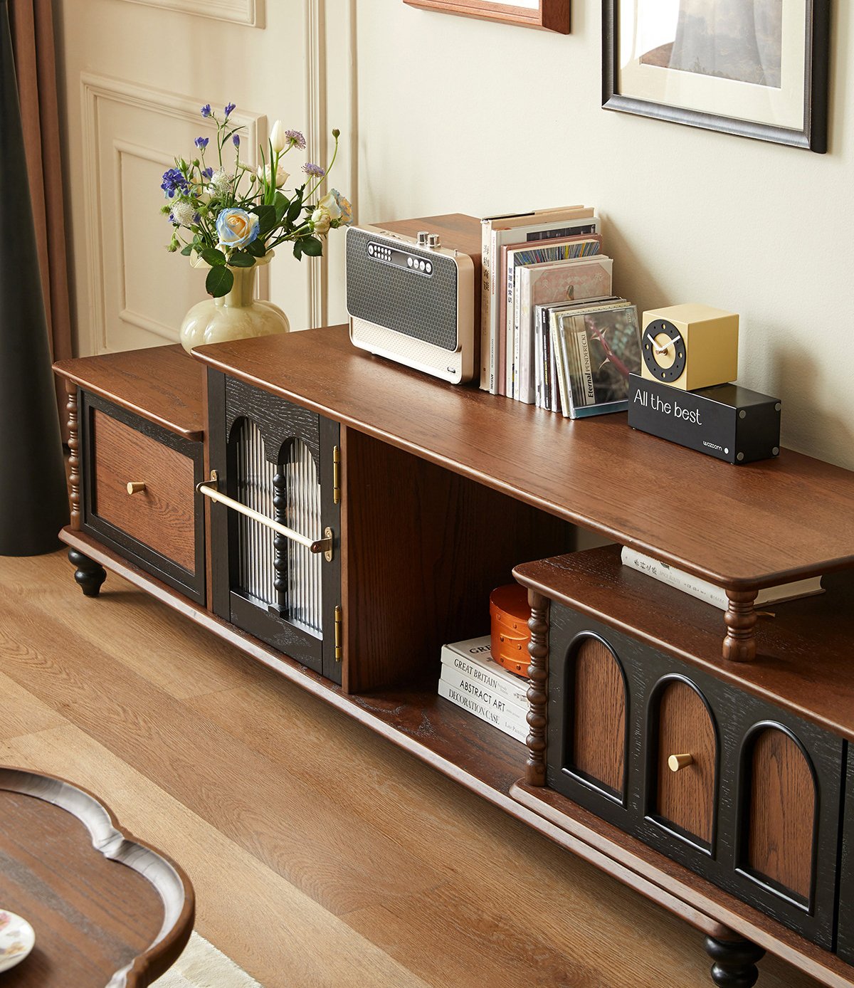 mid century solid wood extendable floor tv stand mid century solid wood extendable floor tv stand